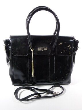 New Florence Leather Market black patent Italian leather handbag